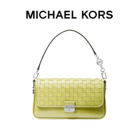 【品牌】MK Bradshaw 小号皮质编织拼接单肩手提女包嫩黄色