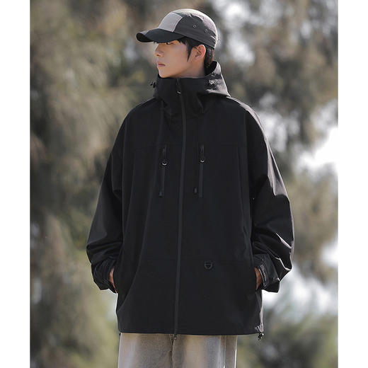 【买手优选HS】时尚连帽设计休闲时尚简约防风情侣款冲锋衣外套 商品图5