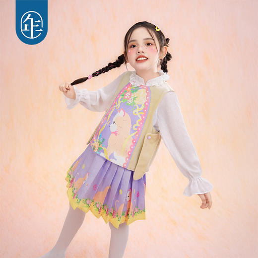 年衣童装儿童马甲春季新款女童中式古风汉服唐装春意融融马甲N1261029A05 商品图6