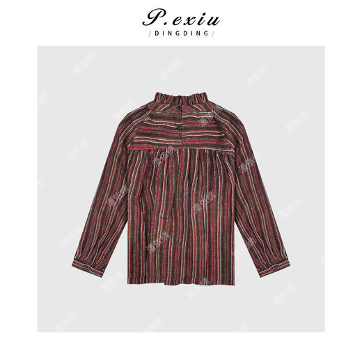 04-2潘依绣丁丁宠粉
撞色竖条纹半高领长袖衬衣Q19223 商品图1