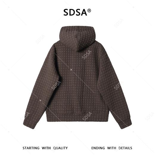 SDSA男装2026新款高贵轻奢美式复古小格子纽扣连帽卫衣外套百搭 商品图4