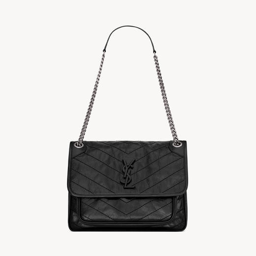 【四】SAINT LAURENT 圣罗兰 女士 NIKI 复古皮革中型手袋 黑色 633158 0EN04 1000 商品图0