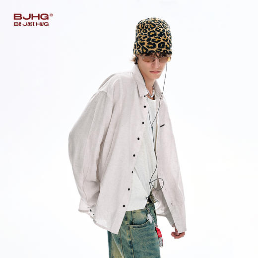 BJHG不计后果亚麻轻薄衬衫男款春2026新款简约百搭休闲长袖衬衣女 商品图2