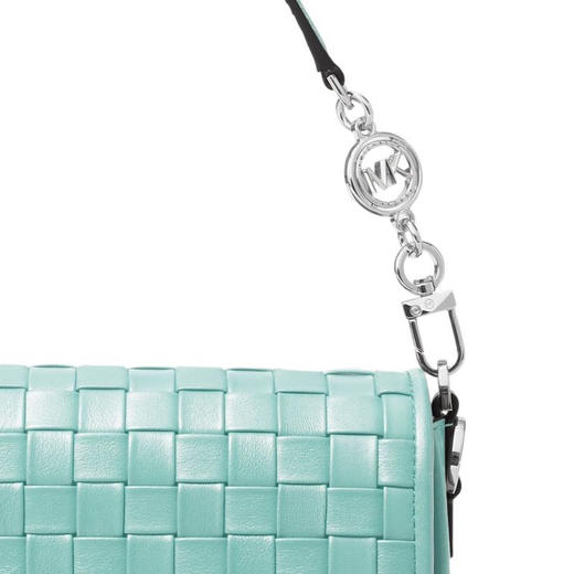 【品牌】MK Bradshaw 小号皮质编织拼接单肩手提女包浅蓝绿色 商品图3