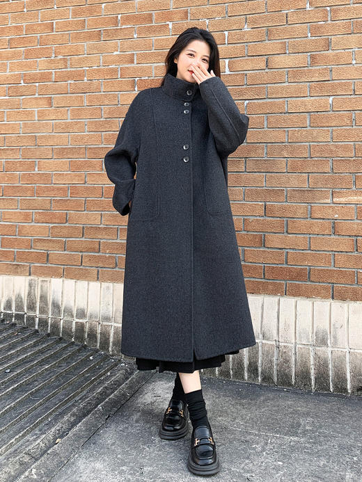 【YW】无忧购“清仓福利”冬季高端立领双面羊绒大衣女长款宽松慵懒感毛呢外套2609（现货48小时发货） 商品图5