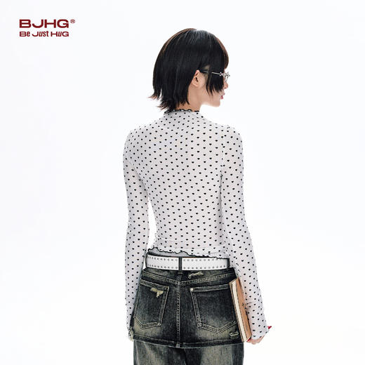 FTT Flythetruth辣妹小狗波点印花长袖t恤女春季半高领内搭打底衫 商品图3