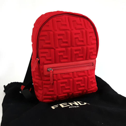 【闲置】FENDI芬迪8BZ040红色尼龙logo压印双肩包儿童款中性款260126NJS31 商品图1