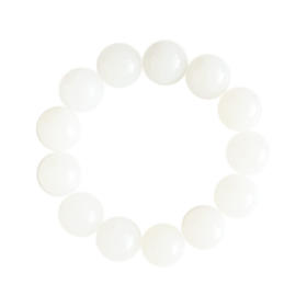 【天然正品】天然精品无杂裂约18MM俄料一级白和田玉圆珠手串20CM（弹力绳）260126NJM65