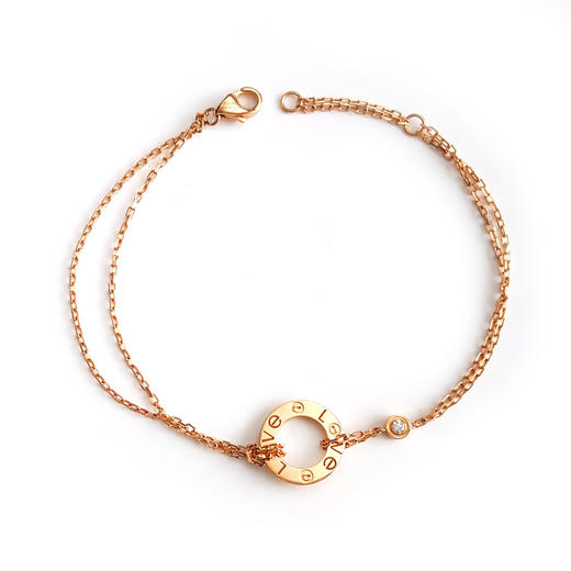 【95新】Cartier卡地亚LOVE系列B6063600玫瑰金镶2钻小圆饼LOVE手链 链长约18.5cm女士300126HS21 商品图0