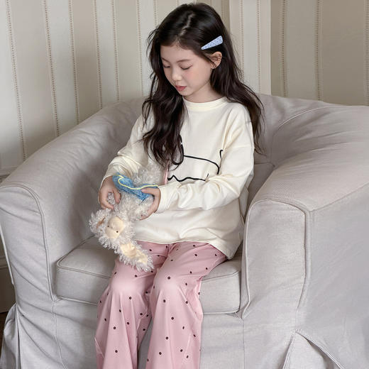 【透气亲肤柔软❗️少女甜美风】2026新款春季女童家居服休闲圆领长袖宽松空调服女孩甜美睡衣套装。jd 商品图2