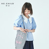 棵初26年夏季新款亲子中大女童蝴蝶结小衫泡泡袖蓝白撞色纯棉短袖 商品缩略图0