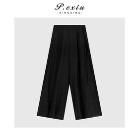 04-3潘依绣丁丁宠粉复古褶皱设计抽绳阔腿裤Q16534