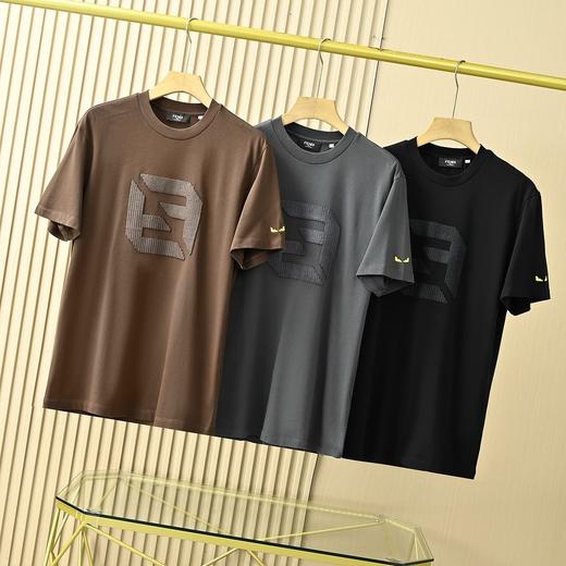 芬迪新款小怪兽恶魔眼睛意式轻奢2026春夏季重工刺绣F系棉质男士圆领短袖T恤 商品图1