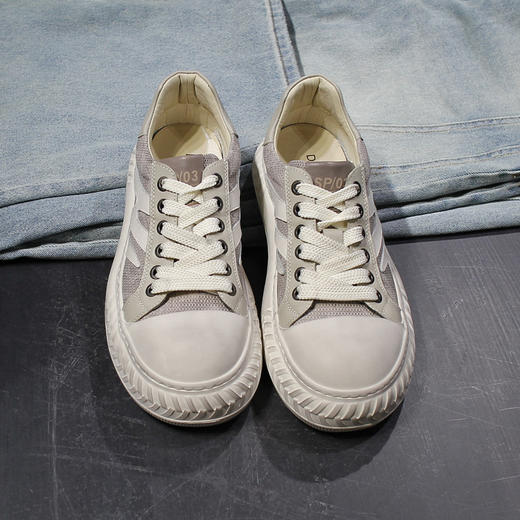 DRONKOO 2026 系带德比头厚帆布两侧皮料低帮板鞋 商品图1