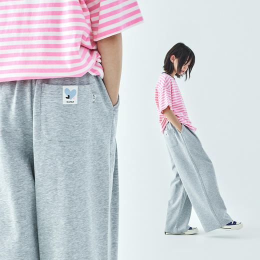 棵初2026年夏季新款亲子中大女童棉柔针织休闲卫裤宽松百搭直筒裤 商品图2