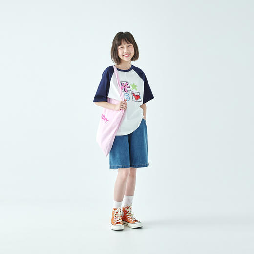 棵初26年夏季新款亲子中大女童趣味图案印花T恤纯棉宽松插肩短袖 商品图3