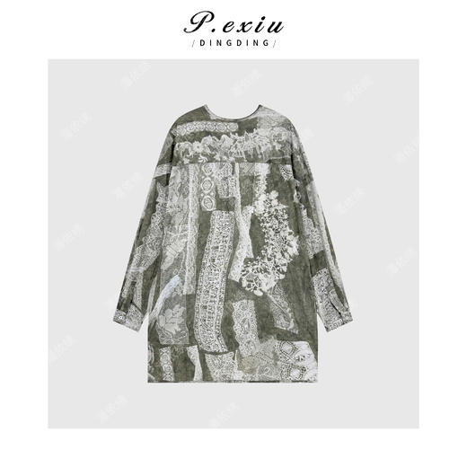 04-3潘依绣丁丁宠粉复古设计感时尚半开领圆领毛边长袖T恤Q79261 商品图1