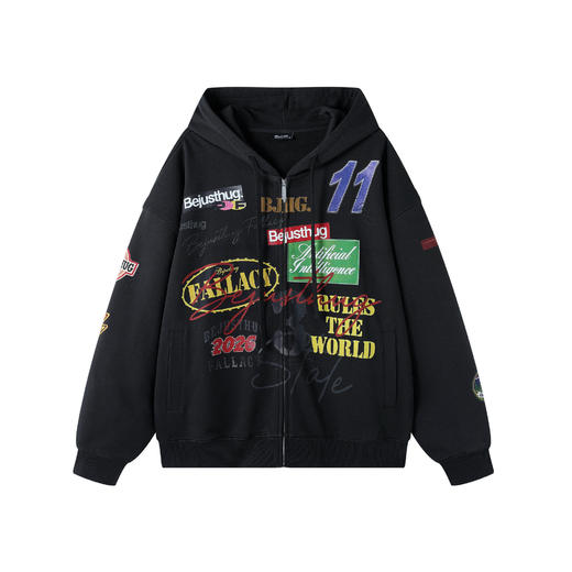 BJHG不计后果连帽卫衣男款2026新款春季加绒情侣装美式复古外套女 商品图3