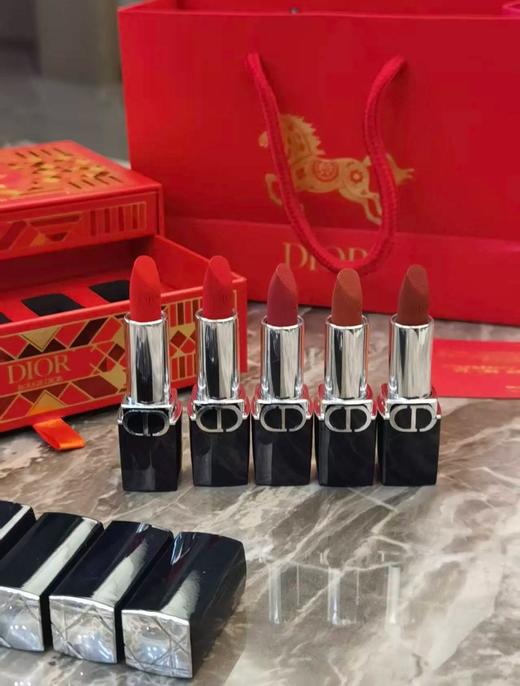 迪奥粗管烈艳蓝金丝绒唇膏马年限定礼盒  赠兰蔻粉金口红1.6g 随机色 商品图3