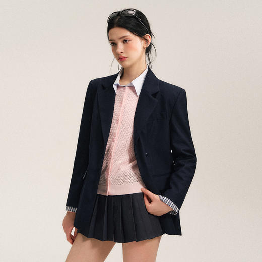 Ariseism 美式复古拼接学院风西装外套女春季新款上衣 商品图0