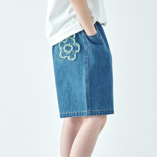 棵初2026年夏季新款亲子中大女童休闲牛仔短裤经典丹宁宽松中裤 商品图4