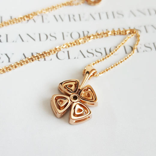 【95新】BVLGARI宝格丽Fiorever系列356223玫瑰金镶钻Fiorever咏绽花朵项链 链长约44cm、吊坠长约19.3mm女士310126NJM12 商品图6