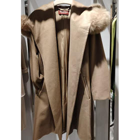 MAXMARA 女士羊毛连帽束腰风衣 驼色 MANGO 60161129 029