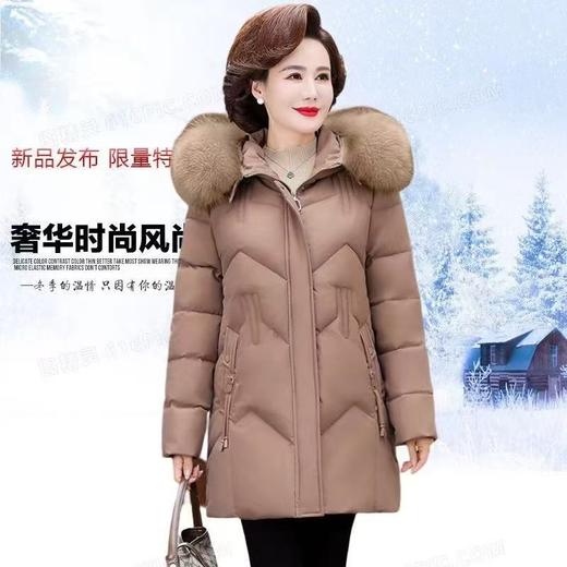 妈妈秋冬装外套新款中老年羽绒棉服中长加绒棉袄洋气女式 商品图3