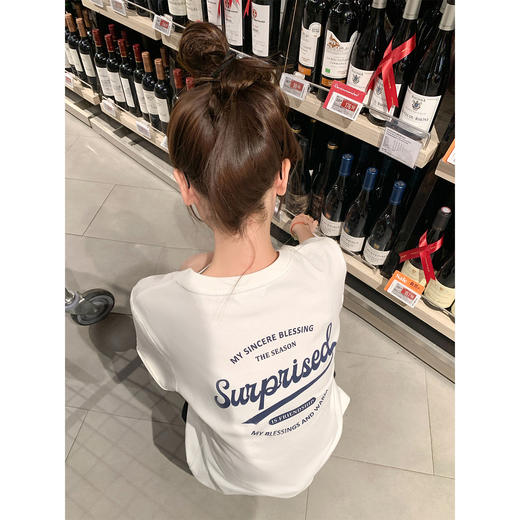 <曾小咸推荐>韩系字母印花短袖女t恤上衣 商品图1