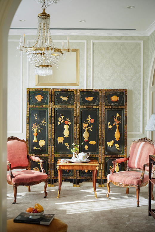 【已售】独角鹿西洋古董20世纪50-70年代中国创汇时期出品黑漆地百宝嵌博古纹四扇屏风 商品图0