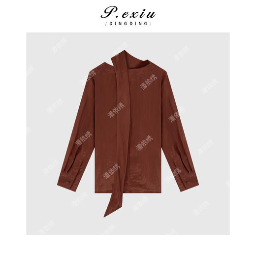 04-2潘依绣丁丁宠粉法式设计款系带小V领衬衣Q13924 商品图1