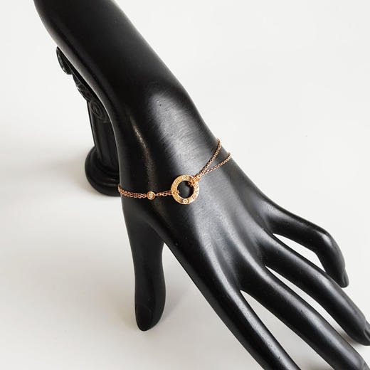 【95新】Cartier卡地亚LOVE系列B6063600玫瑰金镶2钻小圆饼LOVE手链 链长约18.5cm女士300126HS21 商品图7