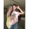 <曾小咸推荐>韩系粉色印花短袖t恤女上衣 商品缩略图2