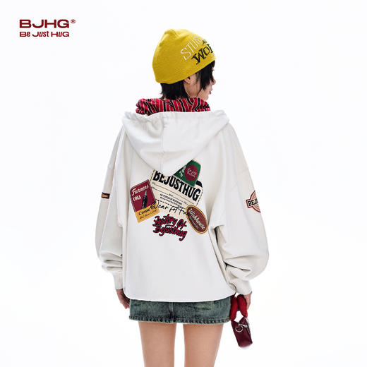BJHG不计后果连帽卫衣男款2026新款春季加绒情侣装美式复古外套女 商品图2