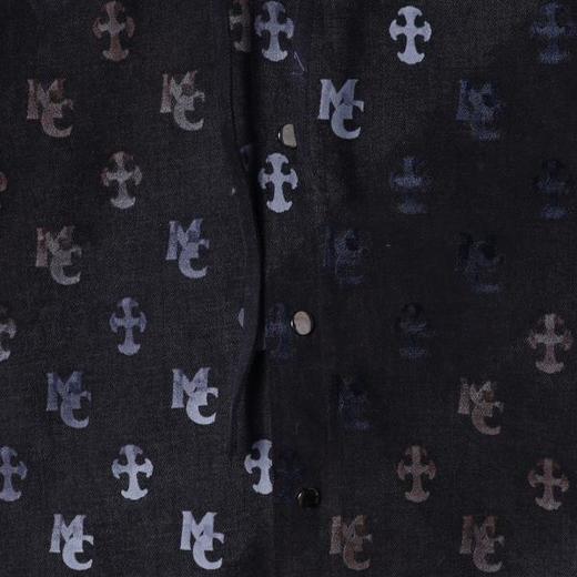 SDSA男装2026新款高贵轻奢韩版潮牌撞色十字印花按扣连帽衬衫百搭 商品图2