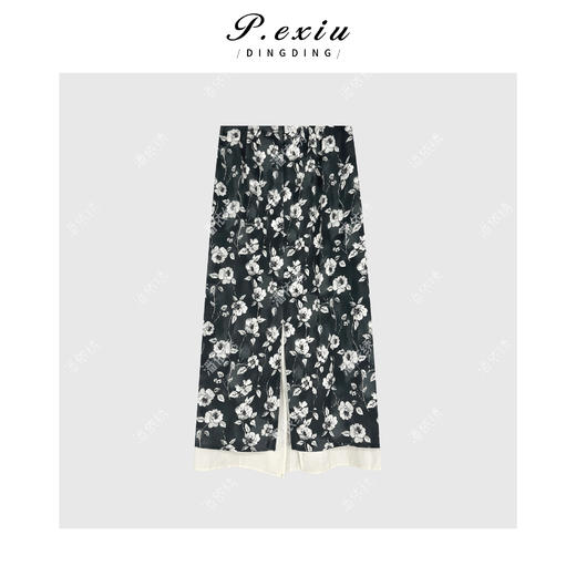 04-1潘依绣丁丁宠粉法式田园风拼接撞色印花显瘦半身裙Q4852 商品图1