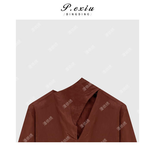 04-2潘依绣丁丁宠粉法式设计款系带小V领衬衣Q13924 商品图2