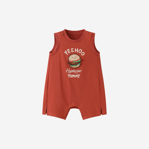 【100%精梳棉】英氏婴儿衣服夏季男宝宝背心条纹纯棉连体衣薄款男童户外卡通哈衣 商品图4