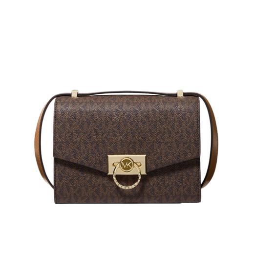 【品牌】MK Hendrix 超小号老花印花翻盖单肩斜挎女包深棕/橡果棕 商品图4