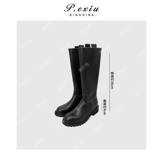 潘依绣丁丁宠粉PanYiXiu/潘依绣打蜡小牛皮明线设计无重量感马术靴时装靴 N2515 商品图1