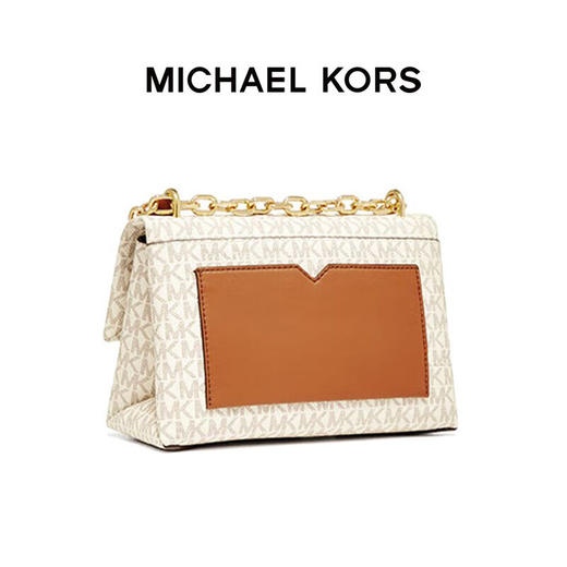 【品牌】MK Cece 中号金属老花单肩斜挎链条信封女包香草白/牛皮棕 商品图1
