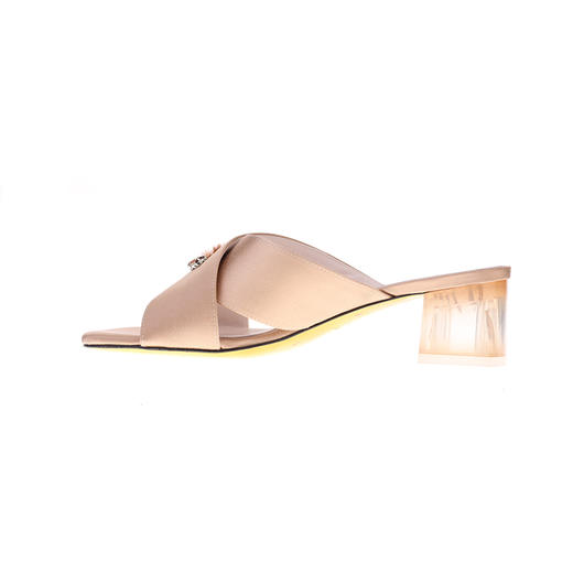 sheme原创设计羽翼鎏光系列刺绣羽毛点缀优雅时尚女士透明跟拖鞋可定制 商品图1