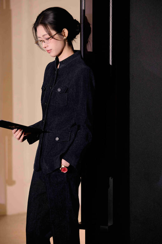 法小曼*子珍高端大气主持人商务西装套装女蓝色演讲正装厚款职业套裤女 商品图2