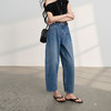 三彩2026春季新款复古休闲裤高腰牛仔裤气球裤九分裤宽松遮肉M 商品缩略图1