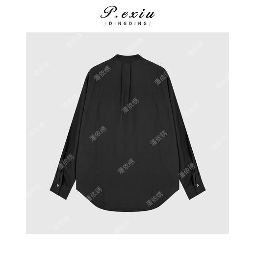 04-1潘依绣丁丁宠粉极简风深V领褶皱长袖套头衬衣Q71433 商品图1