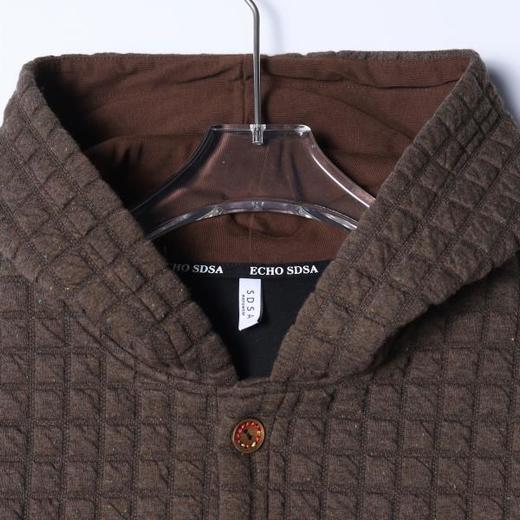 SDSA男装2026新款高贵轻奢美式复古小格子纽扣连帽卫衣外套百搭 商品图1