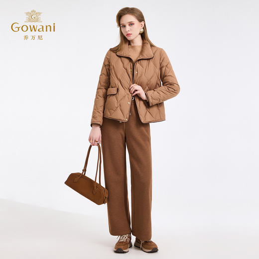 【鹅绒】乔万尼立领休闲宽松90白鹅绒保暖短款羽绒服ED4T863 商品图3