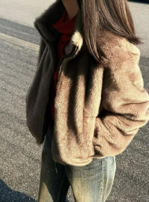 极限特惠 现货发 渠道货 MC环保皮草 时髦立领 拉链外套 保暖松弛 我穿L 商品图2