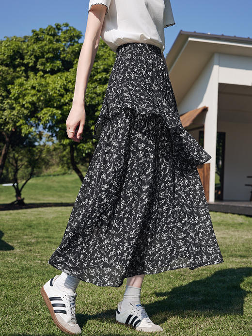 【百图lulu定制】【夏荷半裙】 南法  气质  荷叶边   高腰碎花半身裙 商品图3