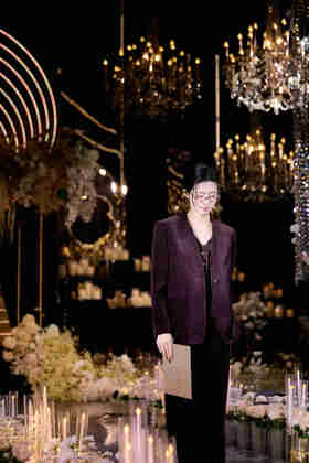 法小曼*子珍红色西装马甲西裤三件套高级年会女强人西服套装